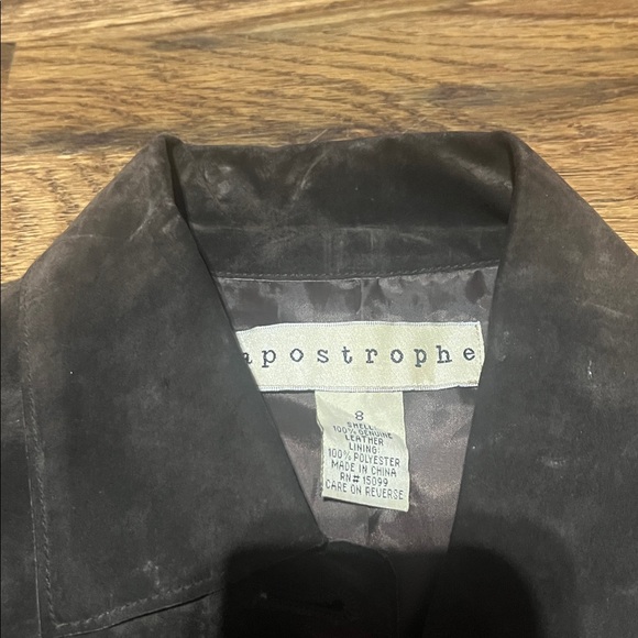 VTG Apostrophe Women’s Brown 100% Soft Genuine Leather Jacket Size 8 Button Up - Picture 3 of 6